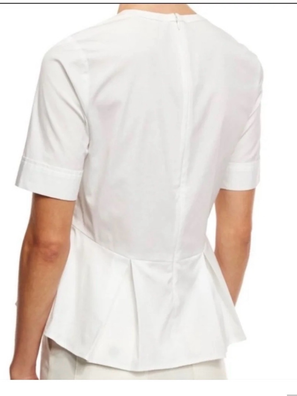 Veronica Beard White Short-Sleeve Peplum Blouse